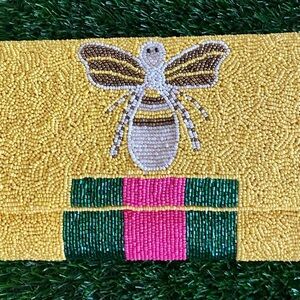Yellow Beaded Clutch